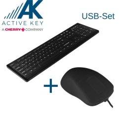 ACTIVE KEY USB-Aktionsbundle schwarz Hygienetastatur + Hygienemaus 